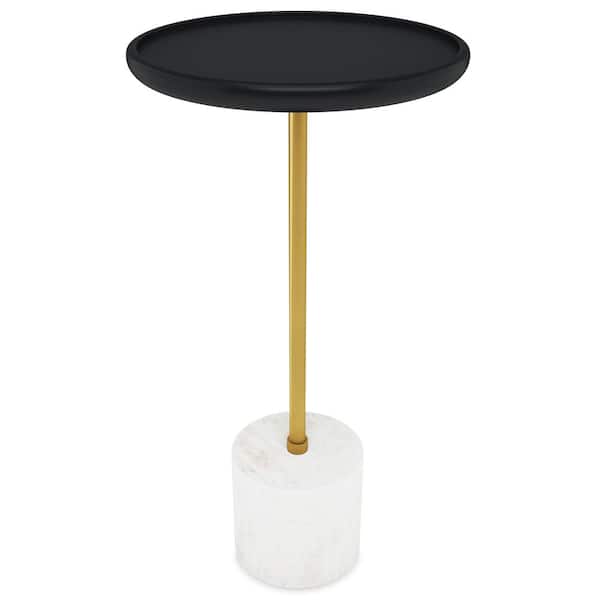 Simpli Home Turner Modern 12 in. Wide Black Metal Side Round Table
