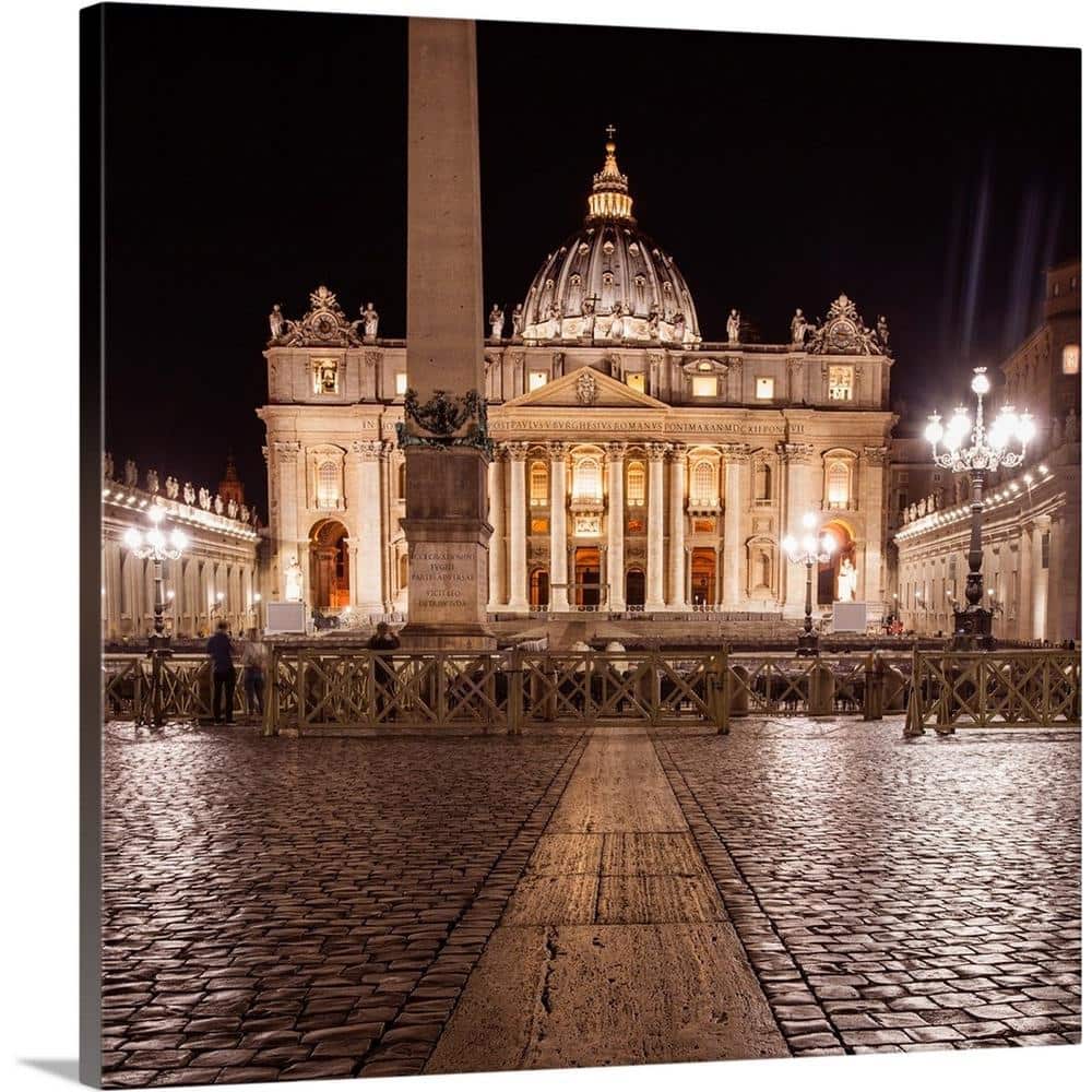 Greatbigcanvas St Peter S Basilica At Night Vatican City Italy Europe By Circle Capture Canvas Wall Art 2522150 24 36x36 The