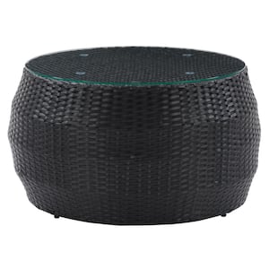 Parksville Black Round Rust Proof Rattan Coffee Table