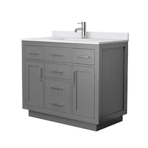 Beckett TK 42 in. W x 22 in. D x 35 in. H Single Bath Vanity in Dark Gray with White Cultured Marble Top