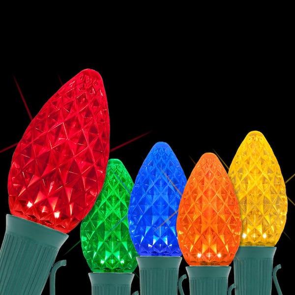Wintergreen Lighting OptiCore 24 ft. 25-Light LED Multi-color Faceted C7 Twinkle String Light Set