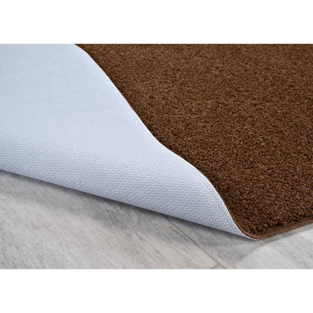 Cinnamon Brown Plush Polypropylene Bath Rug Set, 2-Piece