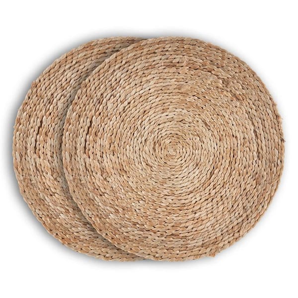 Unbranded Rustic Natural Tan 15 in. Solid Round Organic Jute Placemat (Set of 2)