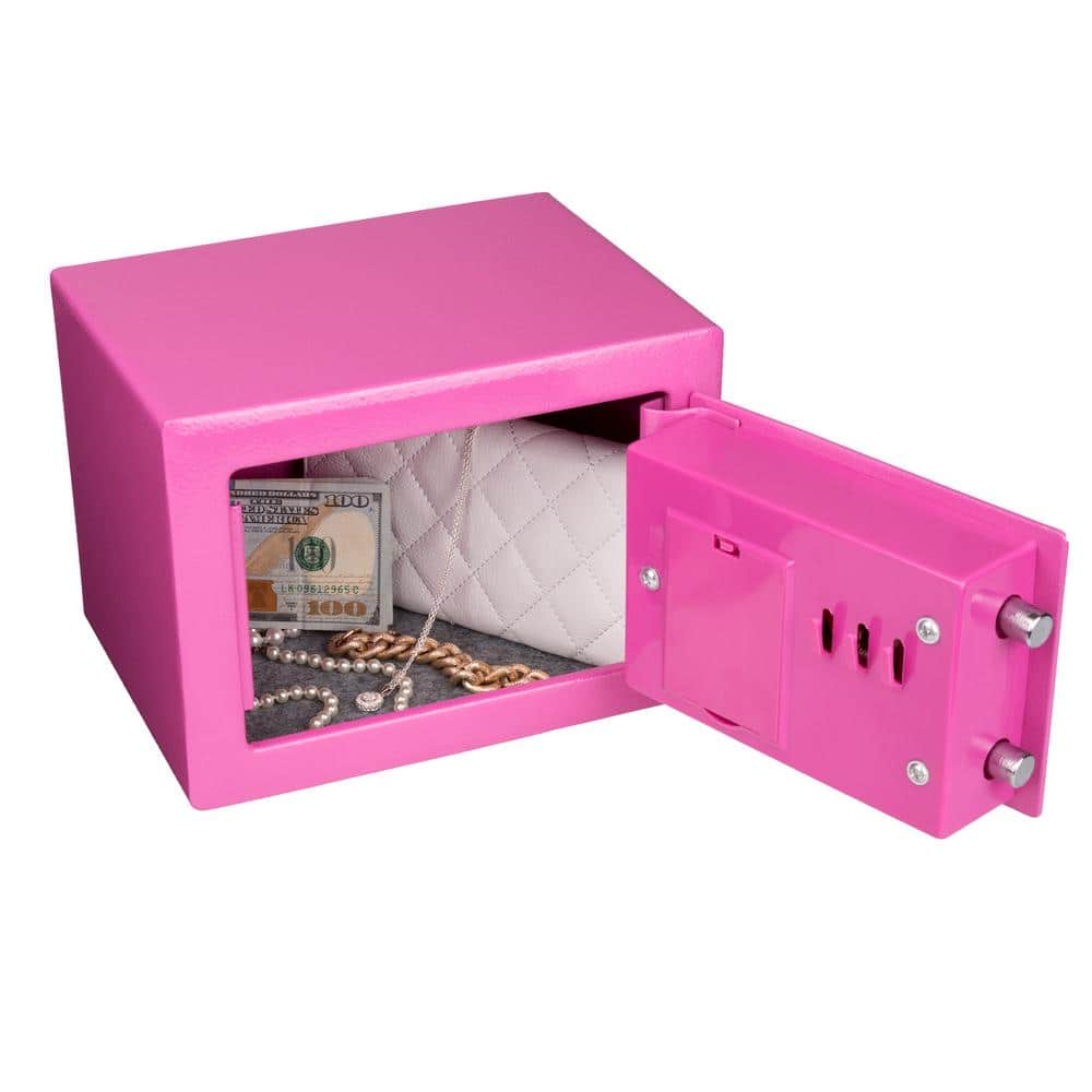 Compact Pink Steel Electronic Safe Box with Keypad
