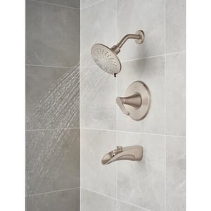 Brea Single-Handle 3-Spray Tub and Shower Faucet in Brushed Nickel with Waterfall Spout (Valve Included)