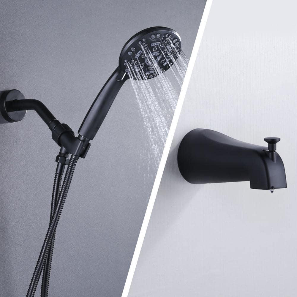 Matte Black Single Handle 7-Spray Wall Mounted Shower System