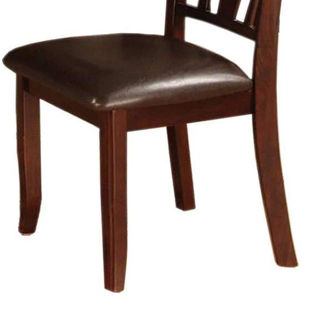 Espresso Transitional Upholstered Side Chair with Padded Leatherette Seat