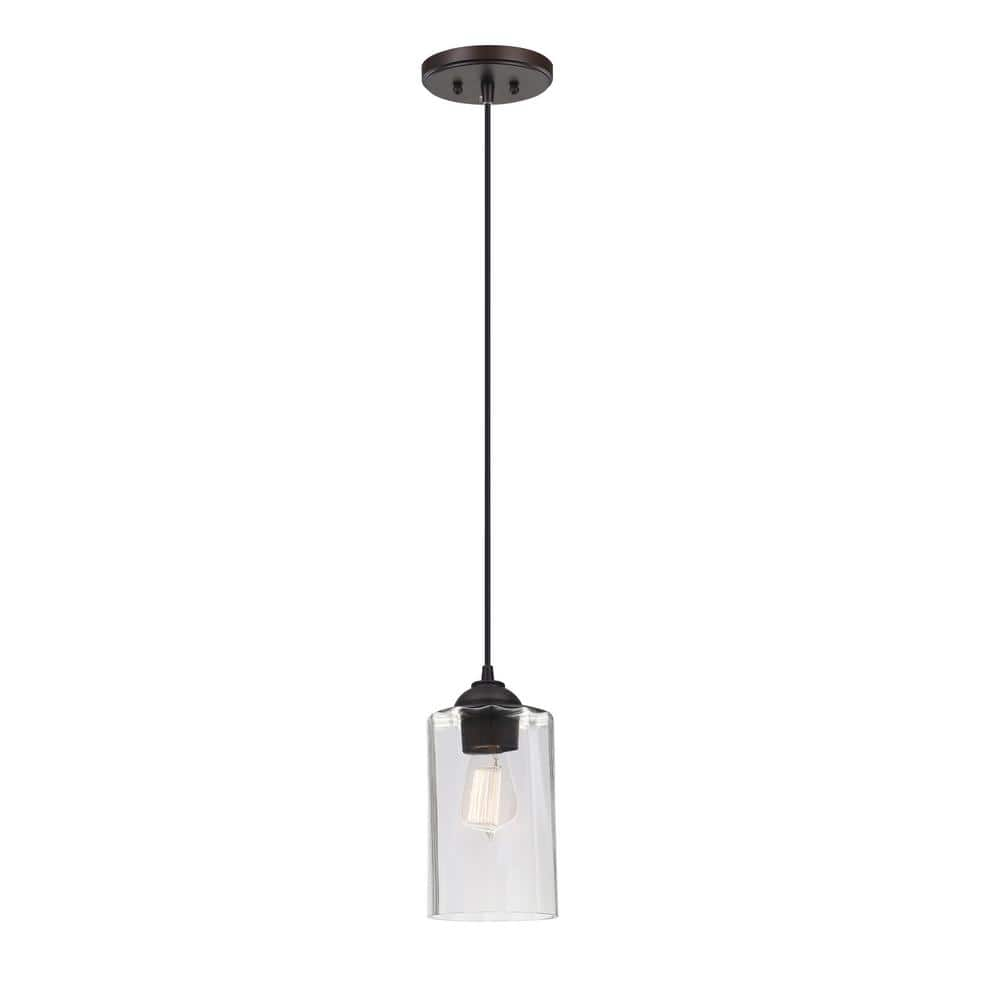 Monteaux Lighting 1-Light Bronze and Cut Glass Hanging Mini Kitchen ...