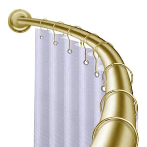 72 in. Rustproof Wall Mounted Single Curved Shower Rod, Aluminum, Adjustable from 45 in. to 72 in. Wide, Gold