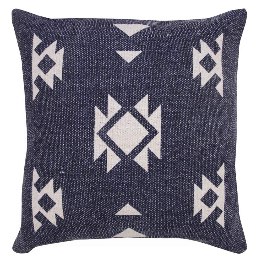 Southwestern Denim Navy Blue/White 20 in. x 20 in. Dynamic Denim Geometric 