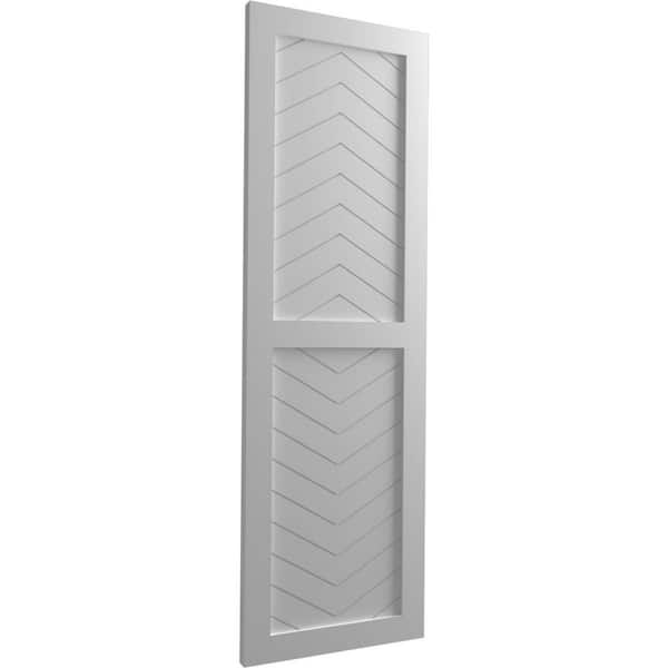 Ekena Millwork 15 inchw x 57 inchh True Fit PVC Two Panel Chevron Modern Style Fixed Mount Shutters, Moss Green (Per Pair - Hardware Not Included)