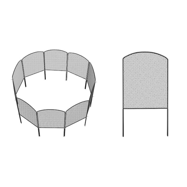 24 in. Black Metal Wire Garden Fence Mesh Decorative Panels for Yard Dog Barrier Rustproof Outdoor Blockers 27 ft. Long