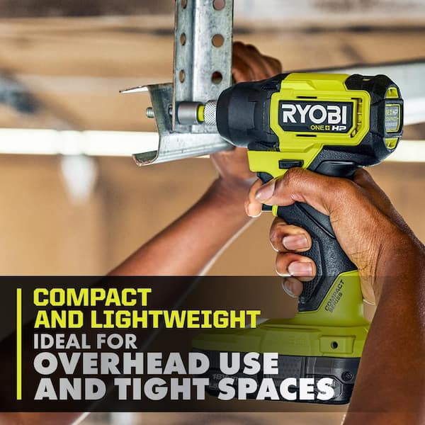 RYOBI - ONE+ HP 18V Brushless Cordless Compact 1/4 in. Hex Impact Driver Kit with (2) 1.5 Ah Batteries and Charger