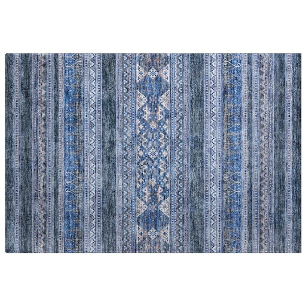 Dream Shag Premium Machine Washable Abstract ADS714 Navy 3 ft. x 4 ft. Area Rug