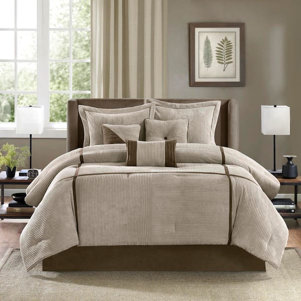 Houston 7-Piece Taupe Polyester California King Comforter Set