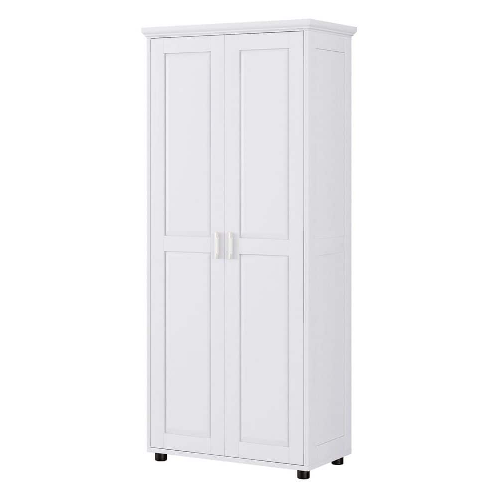 29.25 in. W x 14.60 in. D x 71.25 in. H White Wood Linen Cabinet Storage Cabinet with Adjustable Shelves price history on PriceWatchPro