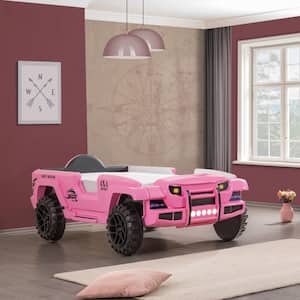 Kaylo Pink Twin Novelty 4x4 Offroad Car Platform Bed With LED Lights