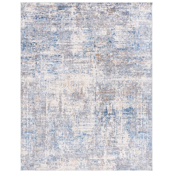 Shivan 8 ft. x 10 ft. Ivory/Blue Distressed Marle Area Rug