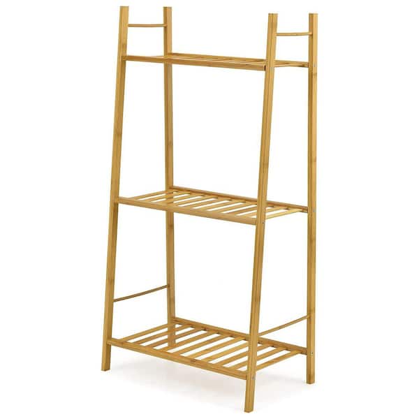 Alpulon Indoor/Outdoor Natural Bamboo Wood Ladder Plant Stand Display ...