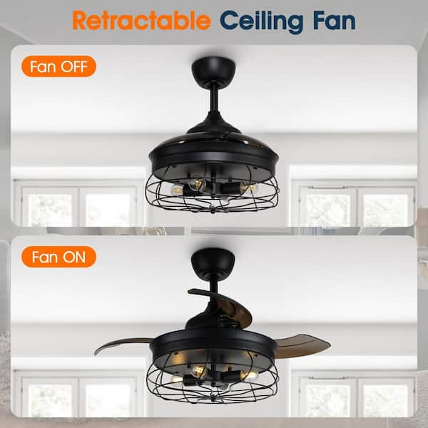 Broxburne 46 in. LED Indoor Black Downrod Mount Retractable Ceiling Fan outlet w/light