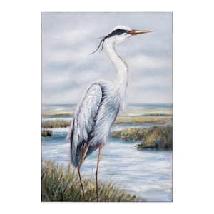 "Heron I" Unframed Handpainted Animals Wall Art 40 in. x 28 in.