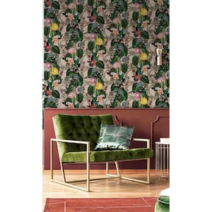 Pink Metallic Bold Flowers and Leaves Floral Shelf Liner Wallpaper (57 sq. ft) Double Roll