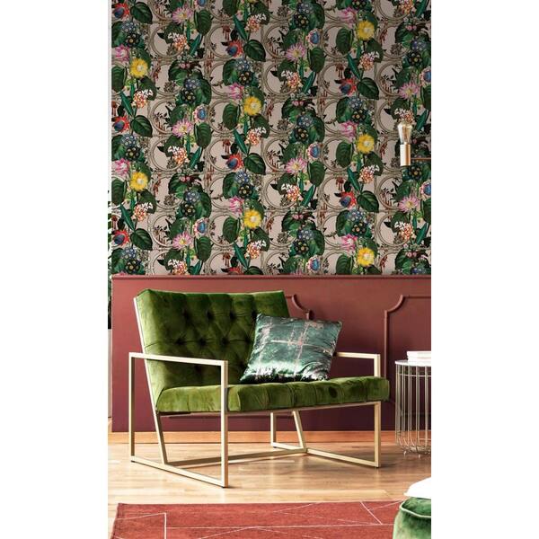 Walls Republic Pink Metallic Bold Flowers and Leaves Floral Shelf Liner ...