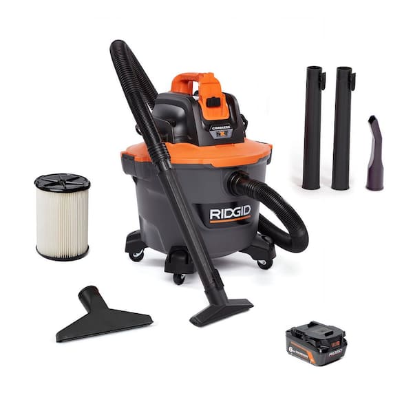 9 Gal. 18V Cordless Portable NXT Shop Vacuum HD0919 Wet Dry Vac with Filter, Hose, Accessories and 6.0 Ah Battery