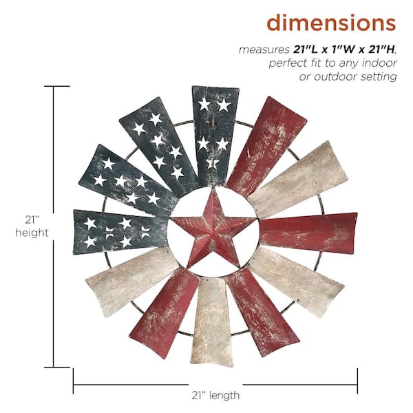 Alpine Corporation 21 in. Tall Indoor/Outdoor Patriotic Windmill
