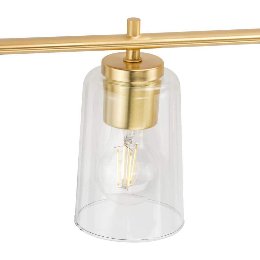 Adley Satin Brass 6-Light Vanity Fixture with Clear Glass Shades