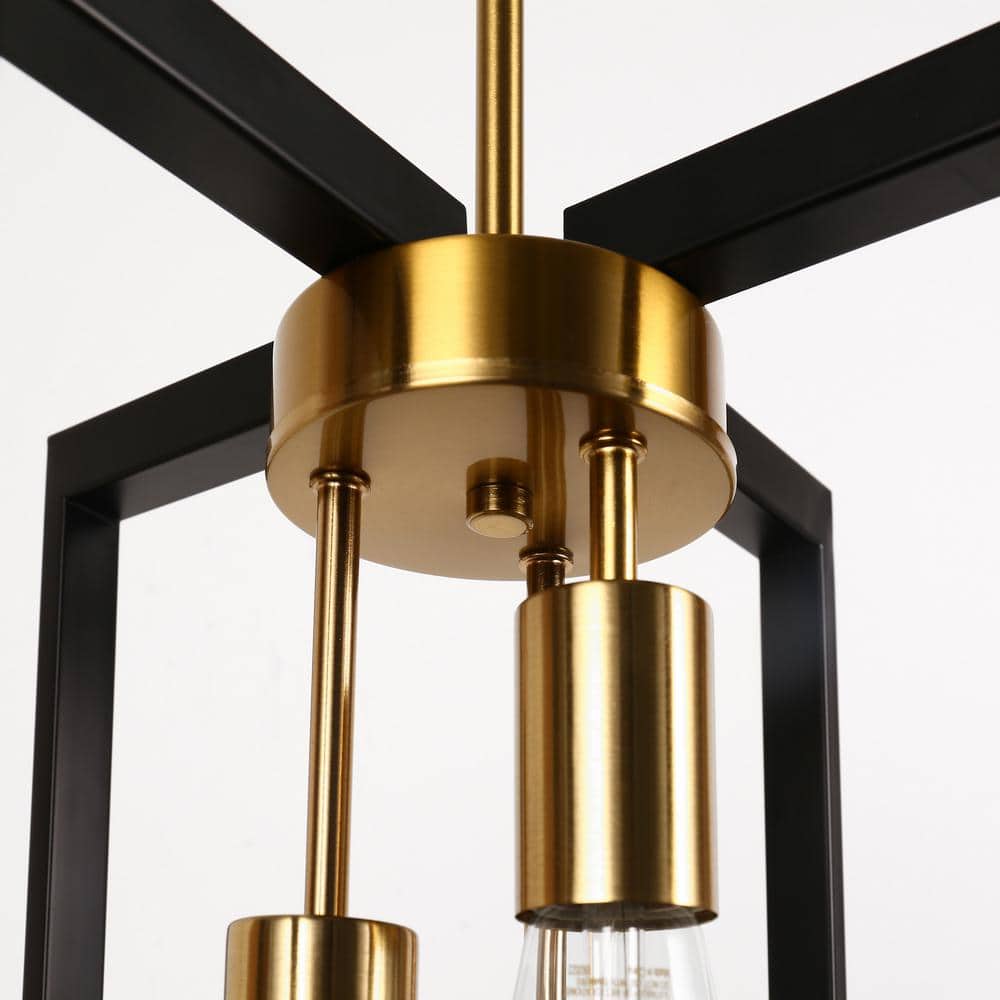 Modern Black and Gold Rectangle Metal Pendant Light