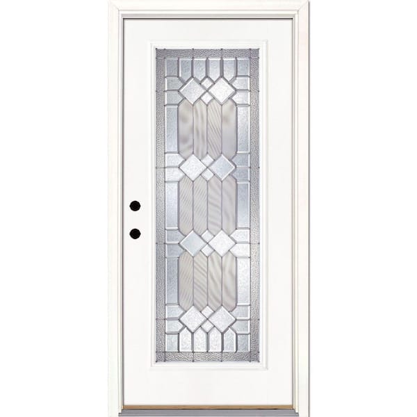 37.5 in. x 81.625 in. Mission Pointe Zinc Full Lite Unfinished Smooth Right-Hand Inswing Fiberglass Prehung Front Door
