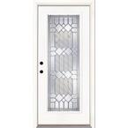 33.5 in. x 81.625 in. Mission Pointe Zinc Full Lite Unfinished Smooth Right-Hand Inswing Fiberglass Prehung Front Door