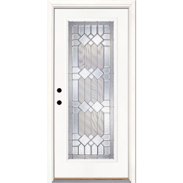 Feather River Doors 33.5 in. x 81.625 in. Mission Pointe Zinc Full Lite Unfinished Smooth Right-Hand Inswing Fiberglass Prehung Front Door