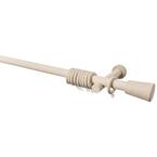 95 in. Intensions Single Curtain Rod Kit in Cloud with Saxo Finials with Open Brackets and Rings