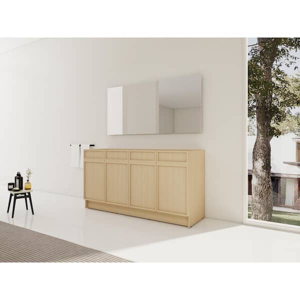 Tempest Modern 58.69 in. Freestanding Bath Vanity Cabinet without Top in Oak Adjustable Shelves