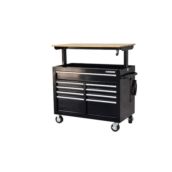 Husky 46 in. x 25 in. D 9-Drawer Mobile Workbench with Adjustable