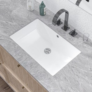 21.65 in. Rectangular Undermount Bathroom Sink in White Vitreous China Bath Sink with Overflow Drain