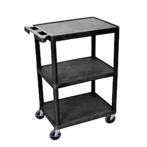 STC 24 in. 3-Shelf 0-Drawer Utility Cart in Black