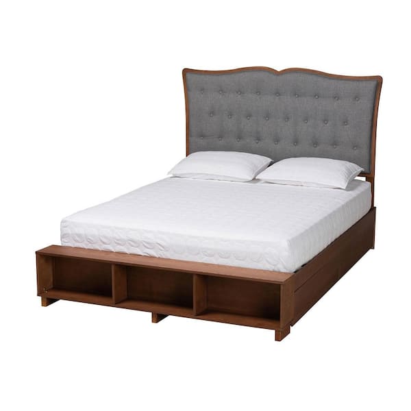 Baxton Studio Irena Gray Wood Frame Queen Storage Platform Bed