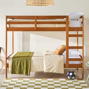 Caramel Twin Over Twin Modern Wood Bunk Bed