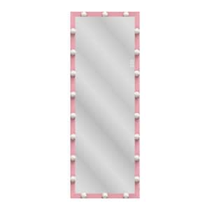 23.3 in. W x 62.6 in. H Rectangular Aluminum Framed Full Body Mirror with LED in Pink