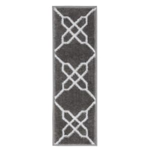 Zigzag Collection Gray 9 in. x 28 in. Polypropylene Stair Tread Cover (Set of 15)