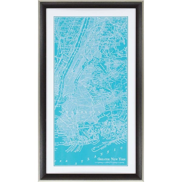 Unbranded 43 in. x 25 in. "Map of New York" by Unknown Framed Printed Wall Art