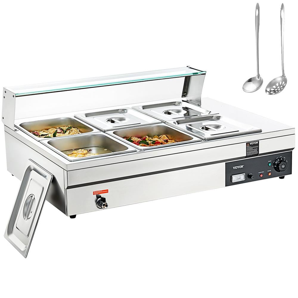 VEVOR 3-Pan Commercial Food Warmer 3 x 12 qt. Electric Steam Table  1500-Watts Countertop Stainless Steel Buffet Bain Marie BL312QT1500W3CLFRV1  - The Home Depot