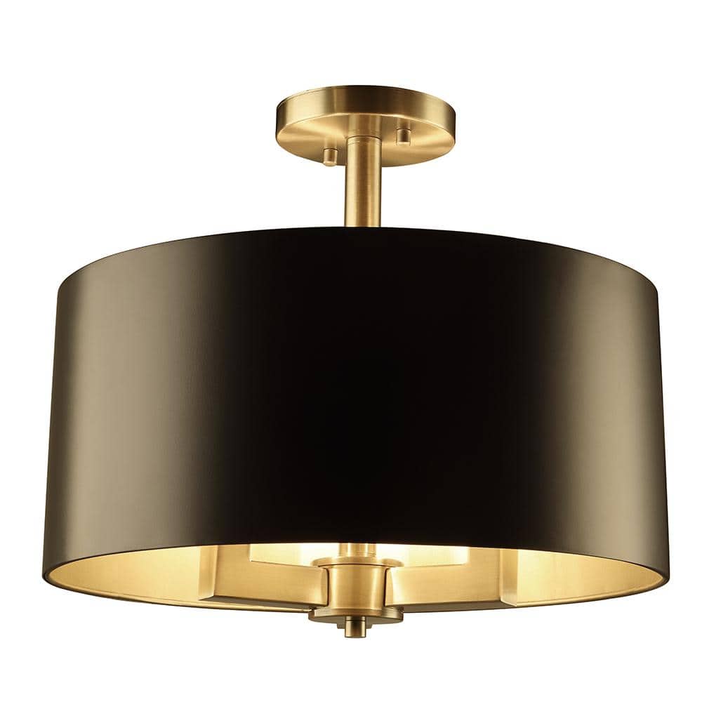 Hamilton Collection 3-Light Black and Gold Semi-Flush Mount