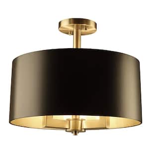 Hamilton Collection 3-Light Black and Gold Semi-Flush Mount