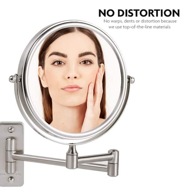 Ovente Small Round Wall Mounted Nickel, Best Magnifying Makeup Mirror Wall Mounted