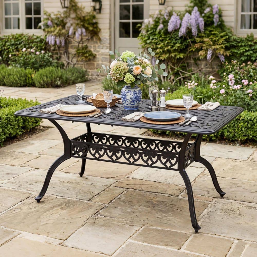 Nuu Garden Black with Gold Speckles Rectangle Cast Aluminum