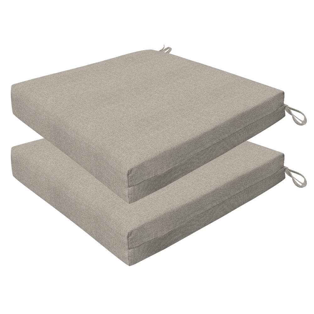 Outdoor 20 in. Square Premium Dining Seat Cushion Heathered Solid Taupe (Se